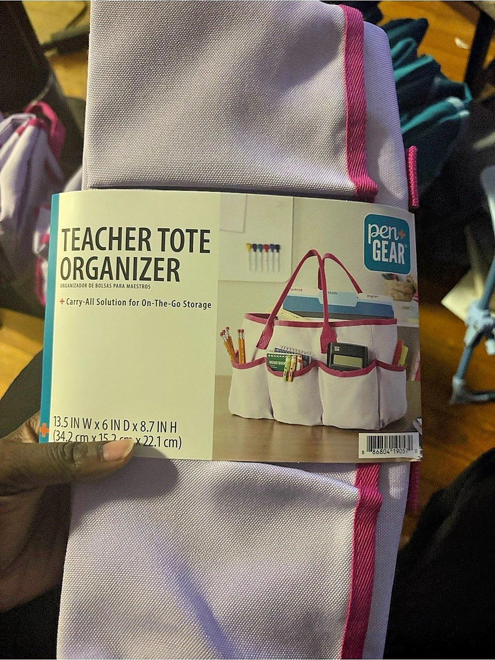 Pen+Gear Teacher Tote Organizer Tote in Pink & White NWT